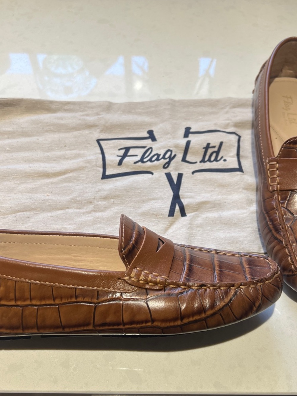 Flag LTD Morgan Croco Leather Penny Loafers